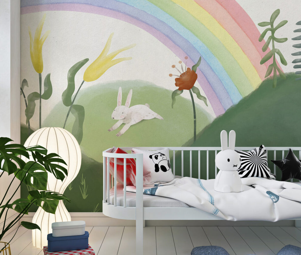 Rainbow Hills Bunny Wallpaper : Green Mountain Kids Mural - View 4