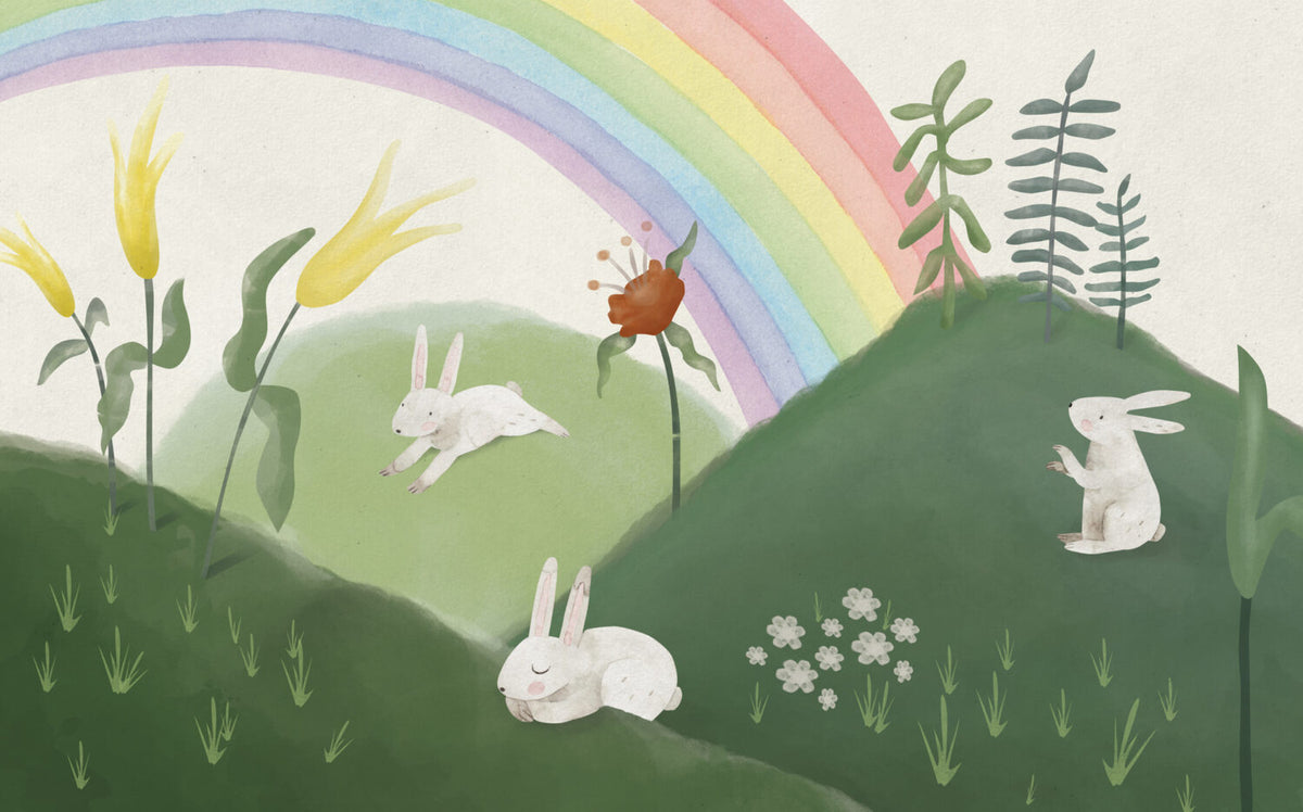 Rainbow Hills Bunny Wallpaper : Green Mountain Kids Mural - View 2