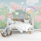 Pastel Fairy Village Wallpaper : Rainbow Houses Kids Mural - View 5