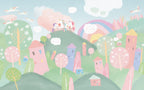 Pastel Fairy Village Wallpaper : Rainbow Houses Kids Mural - View 2