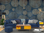 Navy Gold Circles Wallpaper : Concentric Ring Geometric Mural - View 3