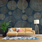 Navy Gold Circles Wallpaper : Concentric Ring Geometric Mural - View 5