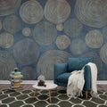 Navy Gold Circles Wallpaper : Concentric Ring Geometric Mural