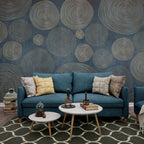 Navy Gold Circles Wallpaper : Concentric Ring Geometric Mural - View 6