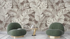 Beige Banana Leaf Wallpaper : Neutral Tropical Foliage Mural - View 4