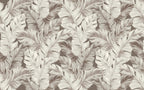 Beige Banana Leaf Wallpaper : Neutral Tropical Foliage Mural - View 2