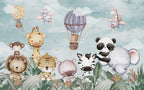 Balloon Safari Animals Wallpaper : Cute Garden Kids Mural - View 2