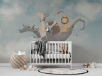 Dragon Ride Animals Wallpaper : Storybook Kids Mural - View 3