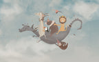 Dragon Ride Animals Wallpaper : Storybook Kids Mural - View 2