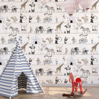Parade Animals Wallpaper : Beige Circus Shelves Kids Mural - View 4