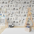 Parade Animals Wallpaper : Beige Circus Shelves Kids Mural - View 6