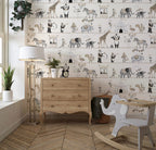 Parade Animals Wallpaper : Beige Circus Shelves Kids Mural - View 3