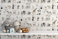Parade Animals Wallpaper : Beige Circus Shelves Kids Mural