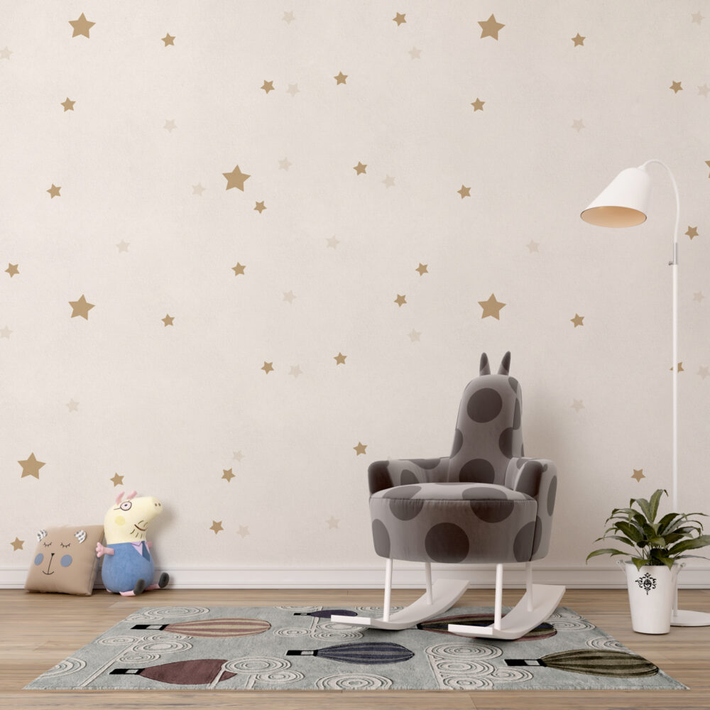Gold Star Wallpaper : Scattered Stars Nursery Mural - View 4