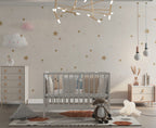 Gold Star Wallpaper : Scattered Stars Nursery Mural - View 6