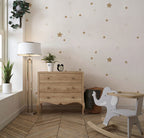 Gold Star Wallpaper : Scattered Stars Nursery Mural - View 3