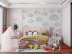 Clouds And Stars Wallpaper : Blue Watercolor Nursery Mural - View 5