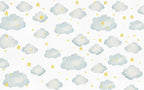Clouds And Stars Wallpaper : Blue Watercolor Nursery Mural - View 2