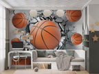 3D Basketball Wall Wallpaper : Breaking Concrete Sports Mural - View 4