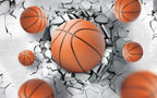 3D Basketball Wall Wallpaper : Breaking Concrete Sports Mural - View 2