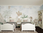 Watercolor Safari Babies Wallpaper : Giraffe And Friends Mural - View 6