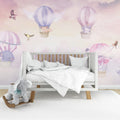 Pastel Hot Air Balloon Wallpaper : Pink Sky Nursery Mural