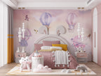Pastel Hot Air Balloon Wallpaper : Pink Sky Nursery Mural - View 5