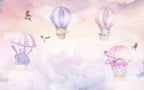 Pastel Hot Air Balloon Wallpaper : Pink Sky Nursery Mural - View 2