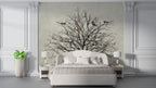 Bare Tree Birds Wallpaper : Black Branches On Cream Mural