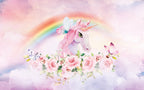 Pink Unicorn Rainbow Wallpaper : Pastel Fantasy Nursery Mural - View 2