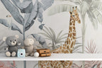 Pastel Giraffe Jungle Wallpaper : Soft Tropical Animals Mural - View 3