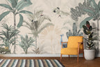 Cream Tropical Birds Wallpaper : Soft Palm Leaves Mural - View 6
