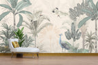 Cream Tropical Birds Wallpaper : Soft Palm Leaves Mural - View 4