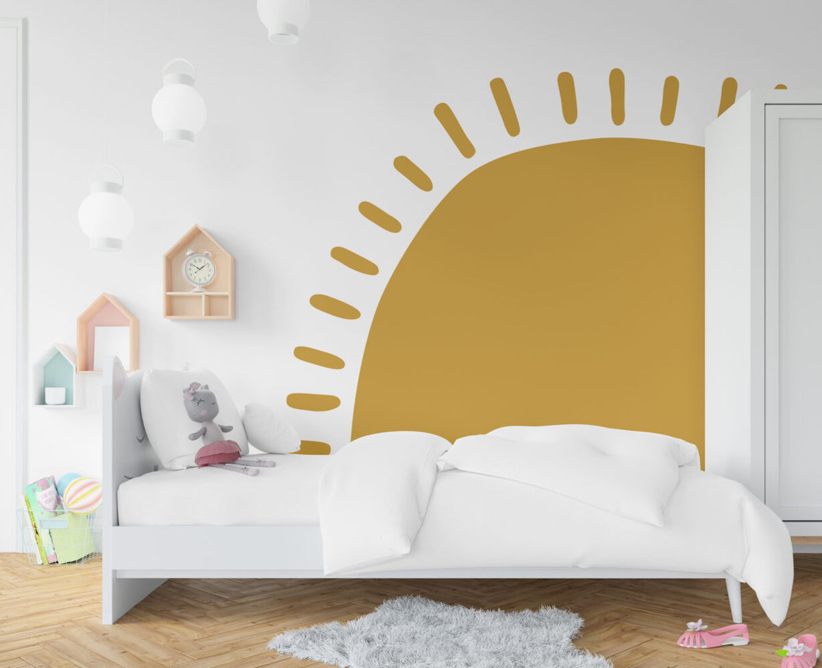 Mustard Sun Wallpaper : Boho Half Sun Kids Mural