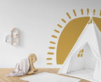 Mustard Sun Wallpaper : Boho Half Sun Kids Mural - View 3