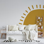 Mustard Sun Wallpaper : Boho Half Sun Kids Mural - View 6