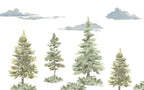 Watercolor Pine Tree Wallpaper : Soft Forest Kids Mural - View 2