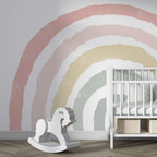 Pastel Rainbow Arch Wallpaper : Soft Painted Rainbow Kids Mural - View 4