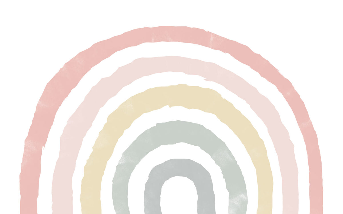Pastel Rainbow Arch Wallpaper : Soft Painted Rainbow Kids Mural - View 2
