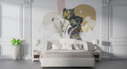 Abstract Slate Flower Wallpaper : Yellow And Purple Art Mural - View 3