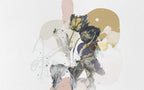 Abstract Slate Flower Wallpaper : Yellow And Purple Art Mural - View 2