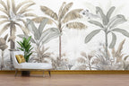 Sage Banana Tree Wallpaper : Neutral Tropical Forest Mural - View 6