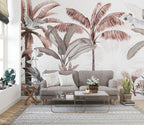 Blush Banana Tree Wallpaper : Pink Tropical Forest Mural - View 3