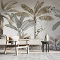 Sage Banana Tree Wallpaper : Neutral Tropical Forest Mural