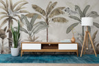 Sage Banana Tree Wallpaper : Neutral Tropical Forest Mural - View 3