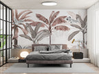 Blush Banana Tree Wallpaper : Pink Tropical Forest Mural - View 5