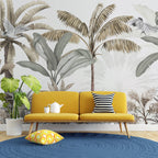 Sage Banana Tree Wallpaper : Neutral Tropical Forest Mural - View 5