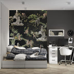Black Jungle Animals Wallpaper : Tiger And Leopard Mural - View 6