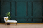 Teal Panel Molding Wallpaper : Tonal Palm Leaf Mural - View 6