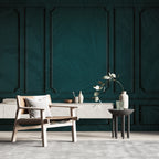 Teal Panel Molding Wallpaper : Tonal Palm Leaf Mural - View 4